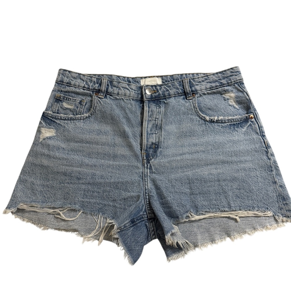 H&M Blue Distressed Jean Shorts